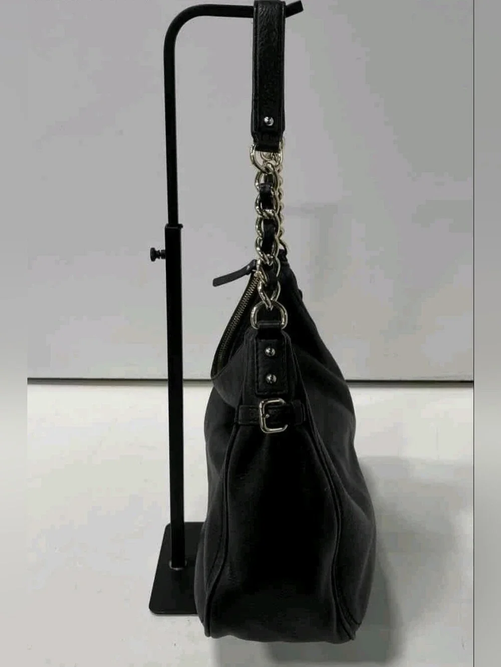 Kate Spade Black Leather Hobo with Chain-Link Strap